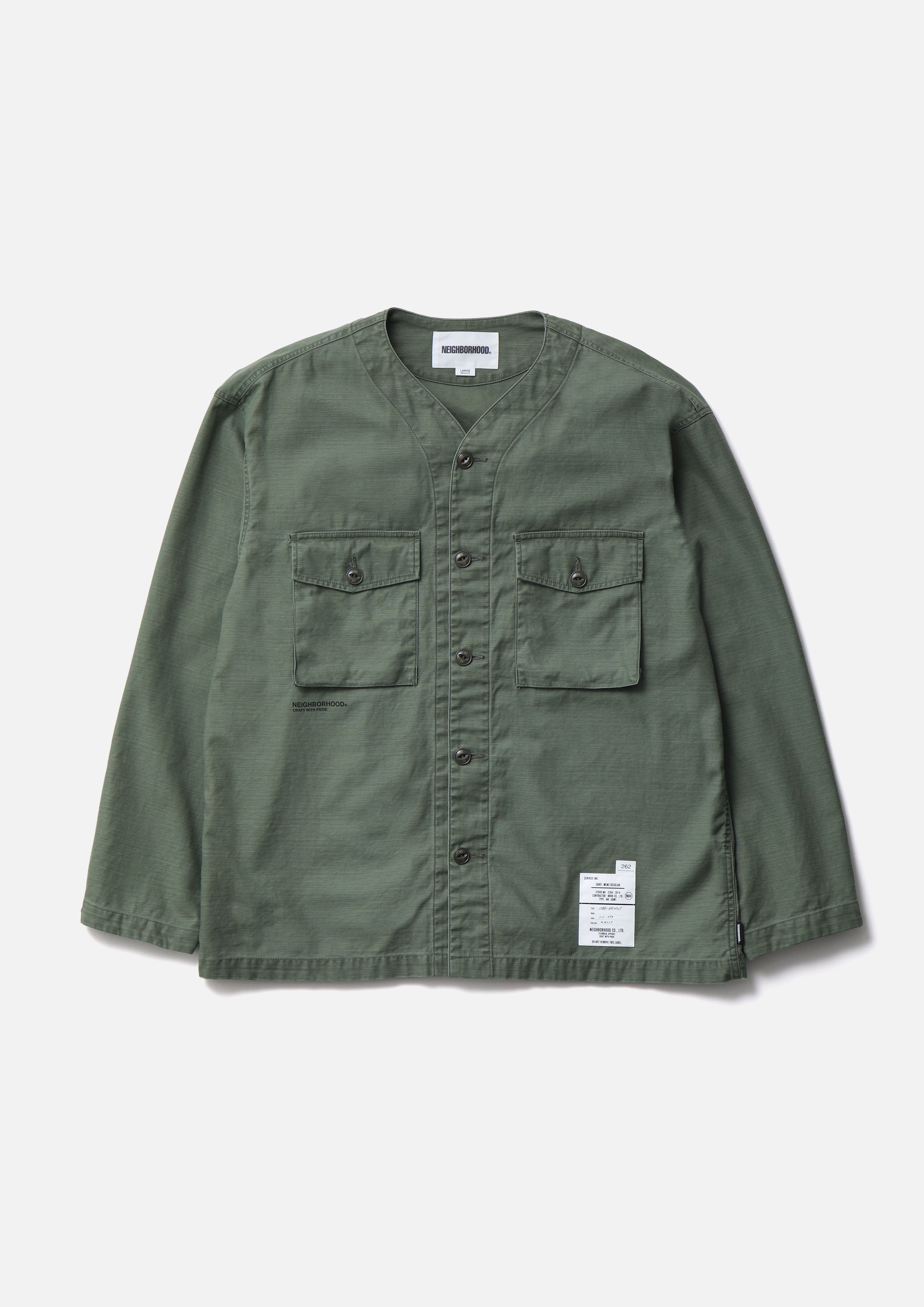 NO COLLAR UTILITY SHIRT LS