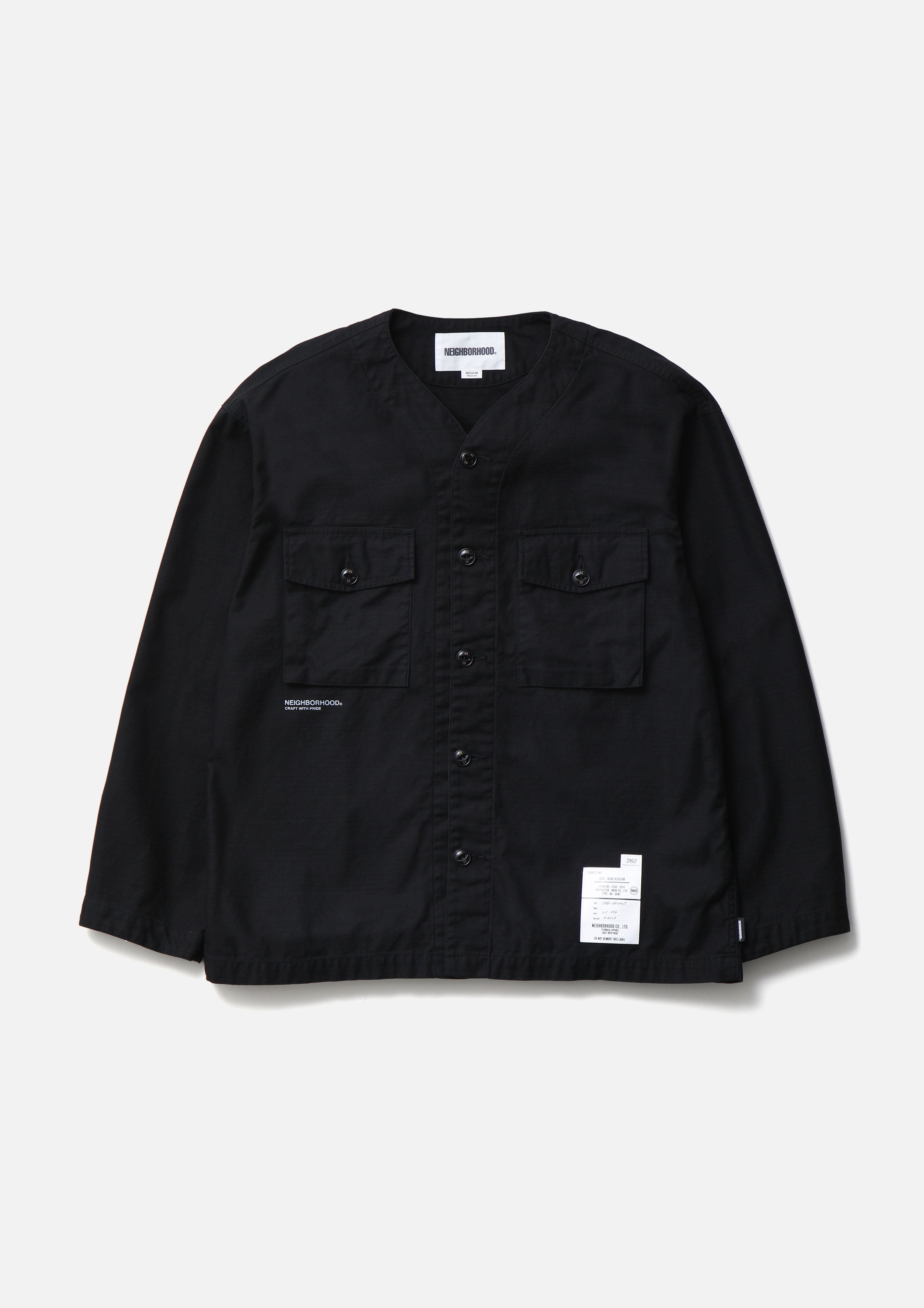 NO COLLAR UTILITY SHIRT LS