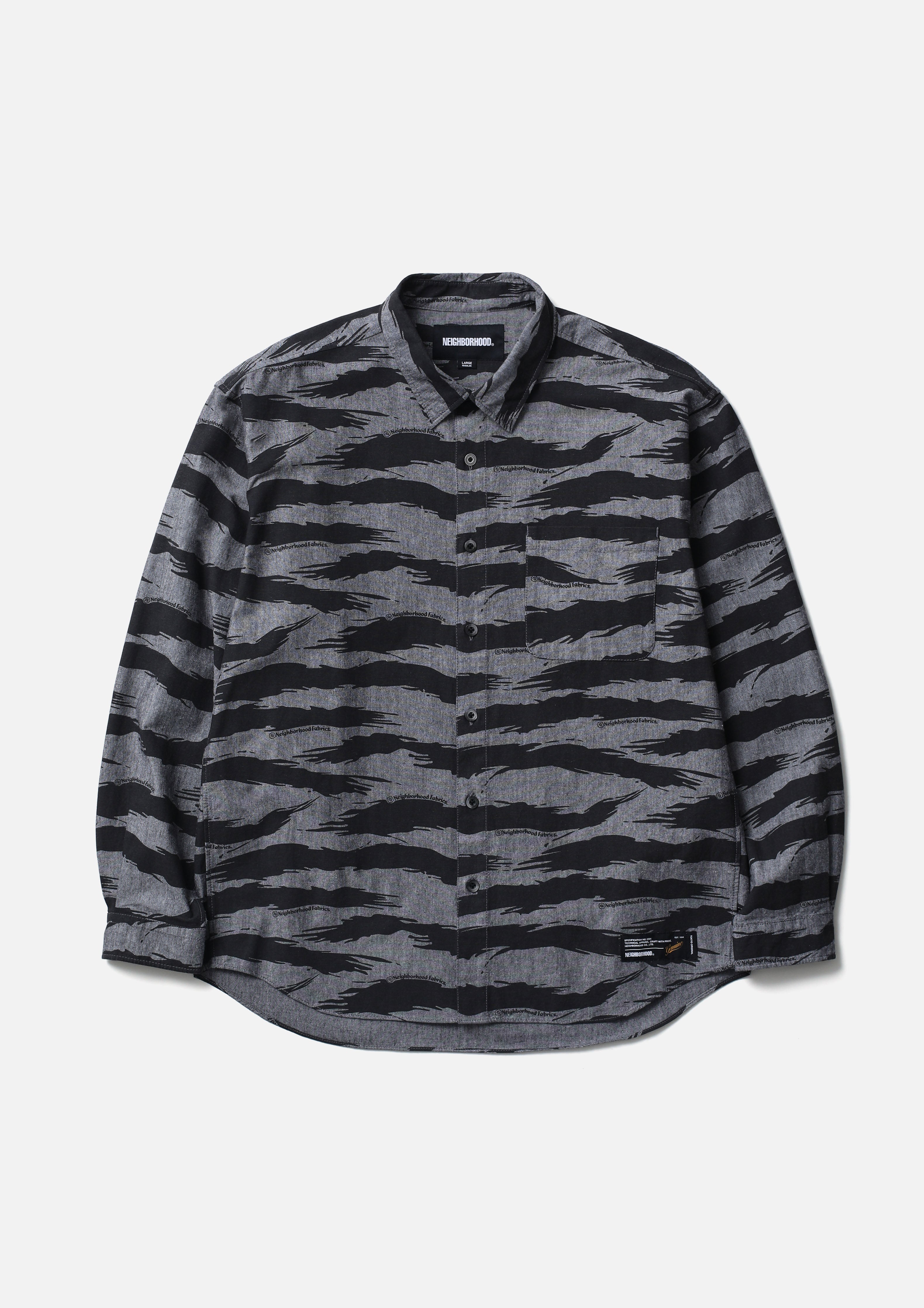 CAMO PATTERN CHAMBRAY SHIRT LS