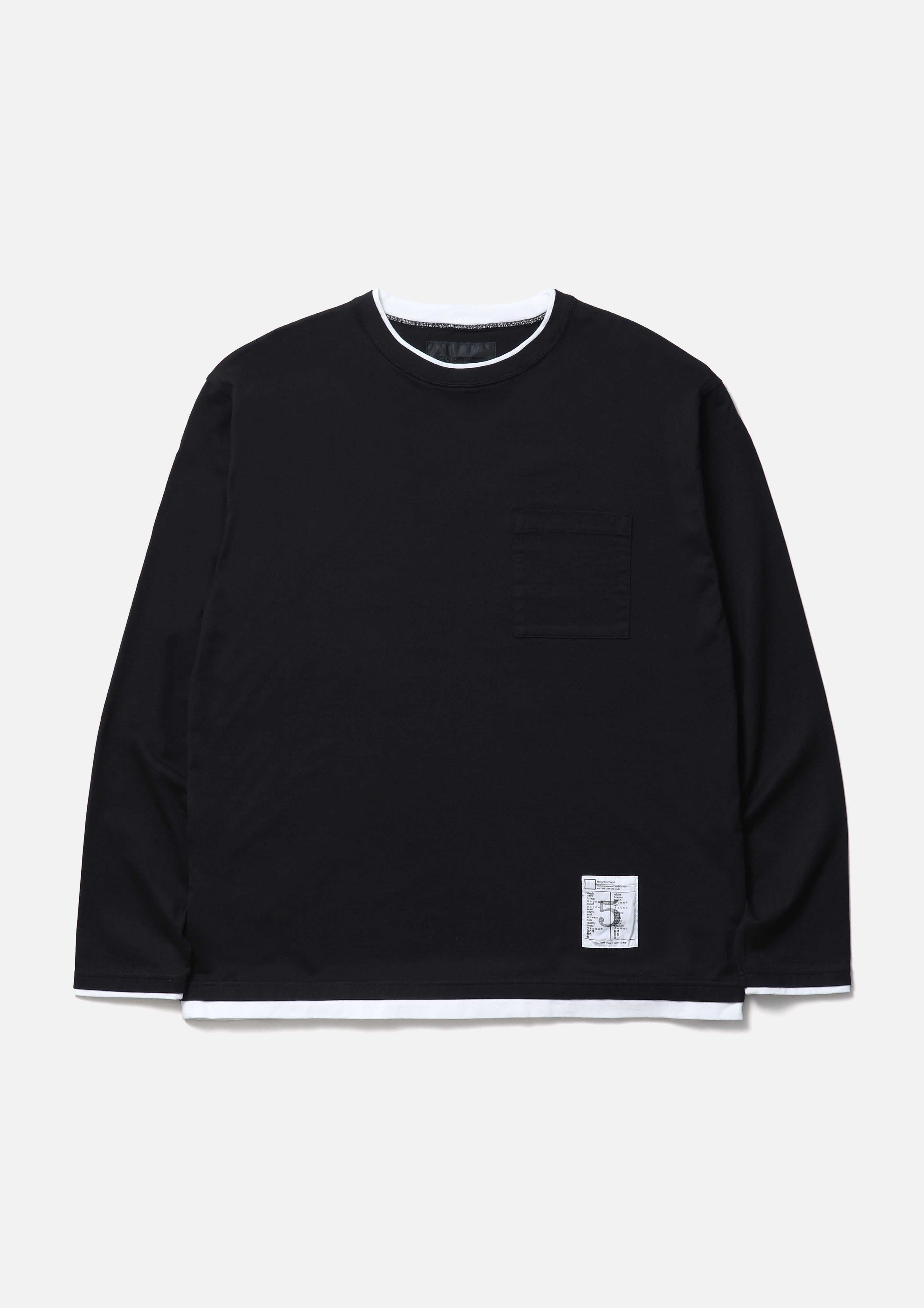トップス neighborhood BW LAYERED TRIM CREWNECK LS BW . LAYERED TRIM CREWNECK LS