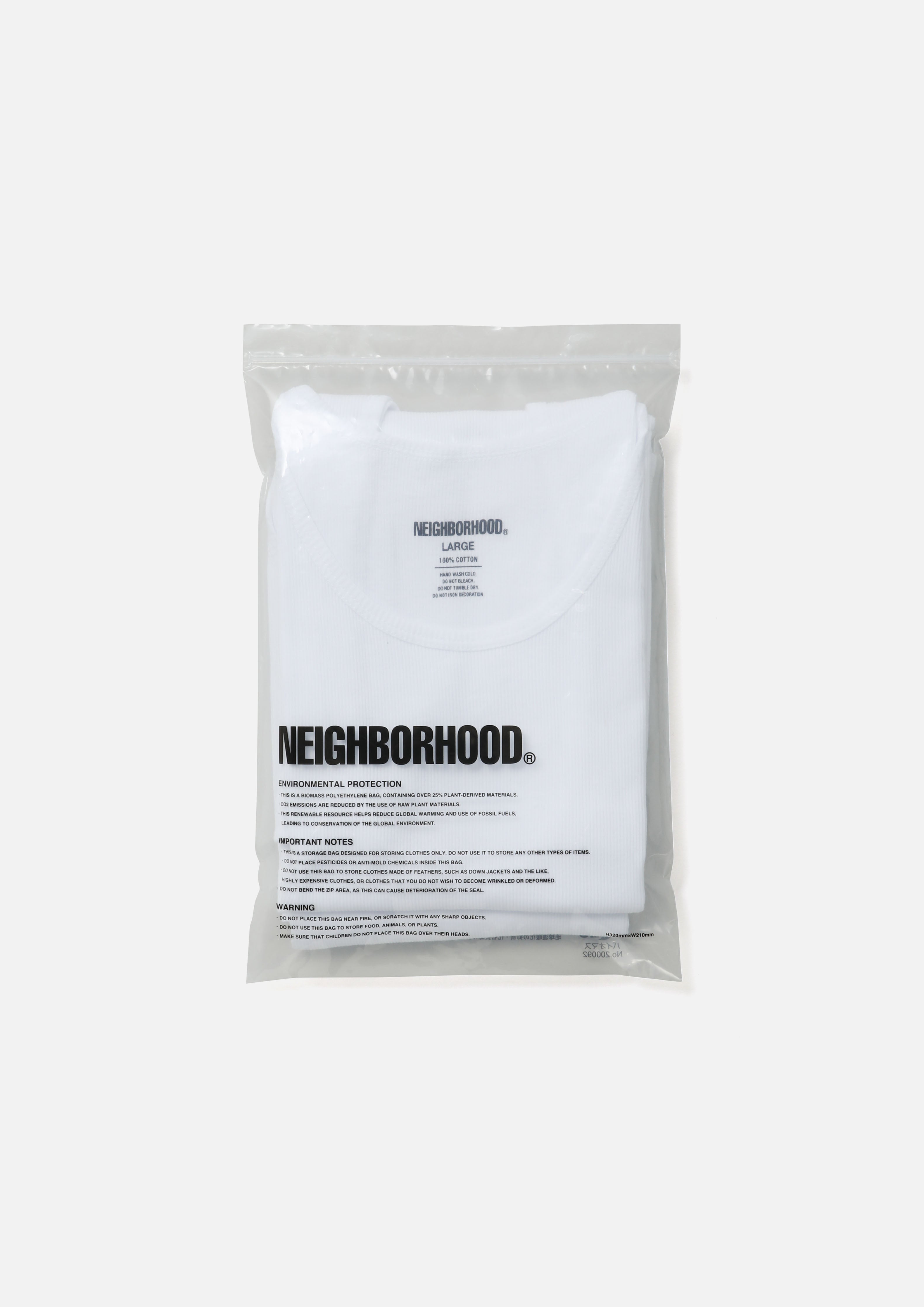 NEIGHBORHOOD CLASSIC TANK TOP ホワイト　Ｌ CLASSIC 2PACK TANK TOP