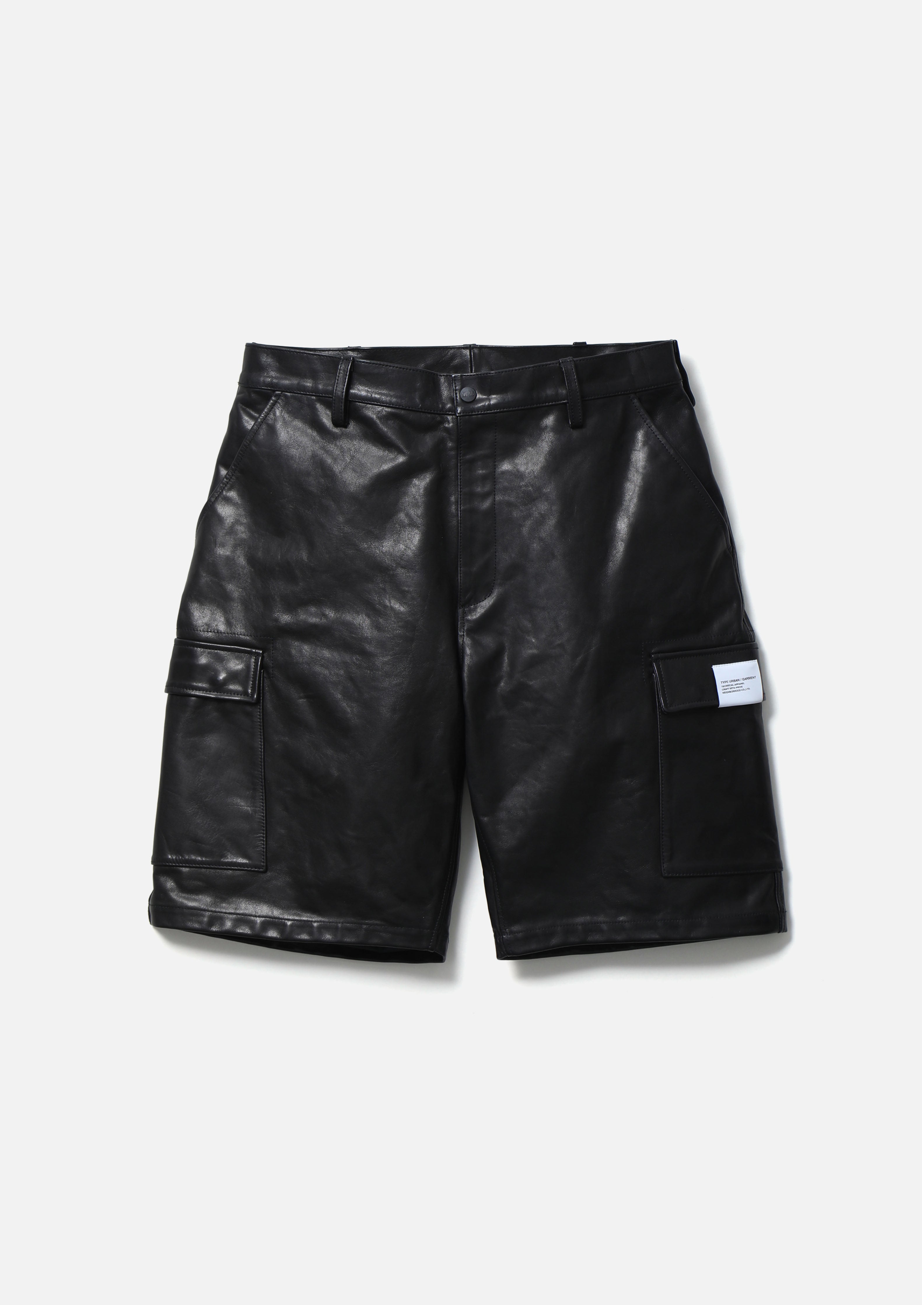 LEATHER CARGO SHORT PANTS