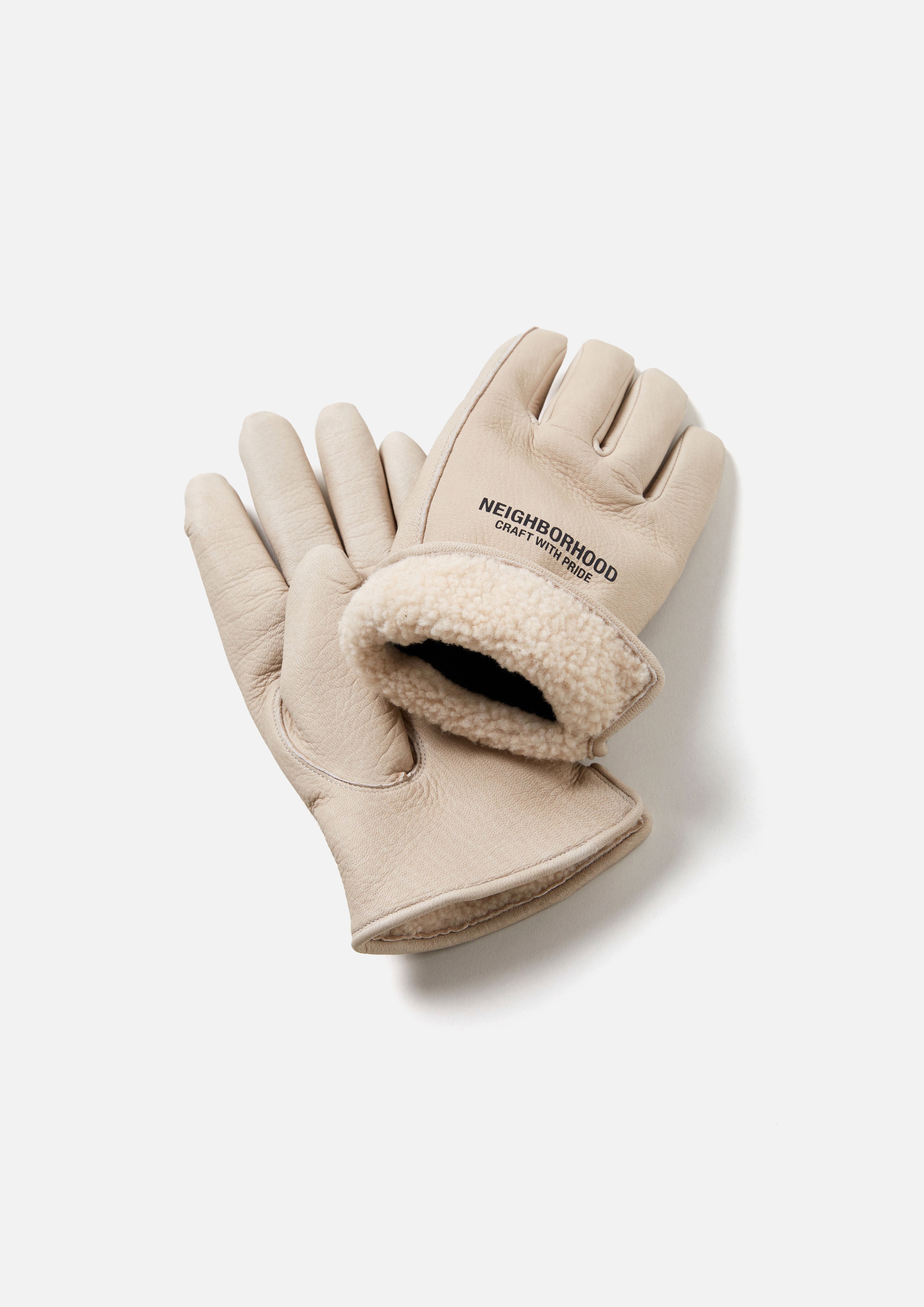 小物 NEIGHBORHOOD LEATHER BOA GLOVES BEIGE NEIGHBORHOOD LEATHER BOA GLOVES BEIGE