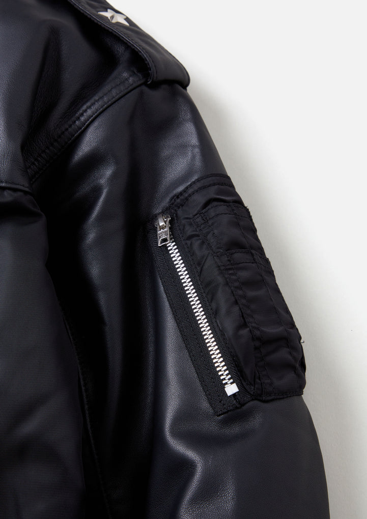 NH X Schott . LEATHER COMBI MA-1 JACKET