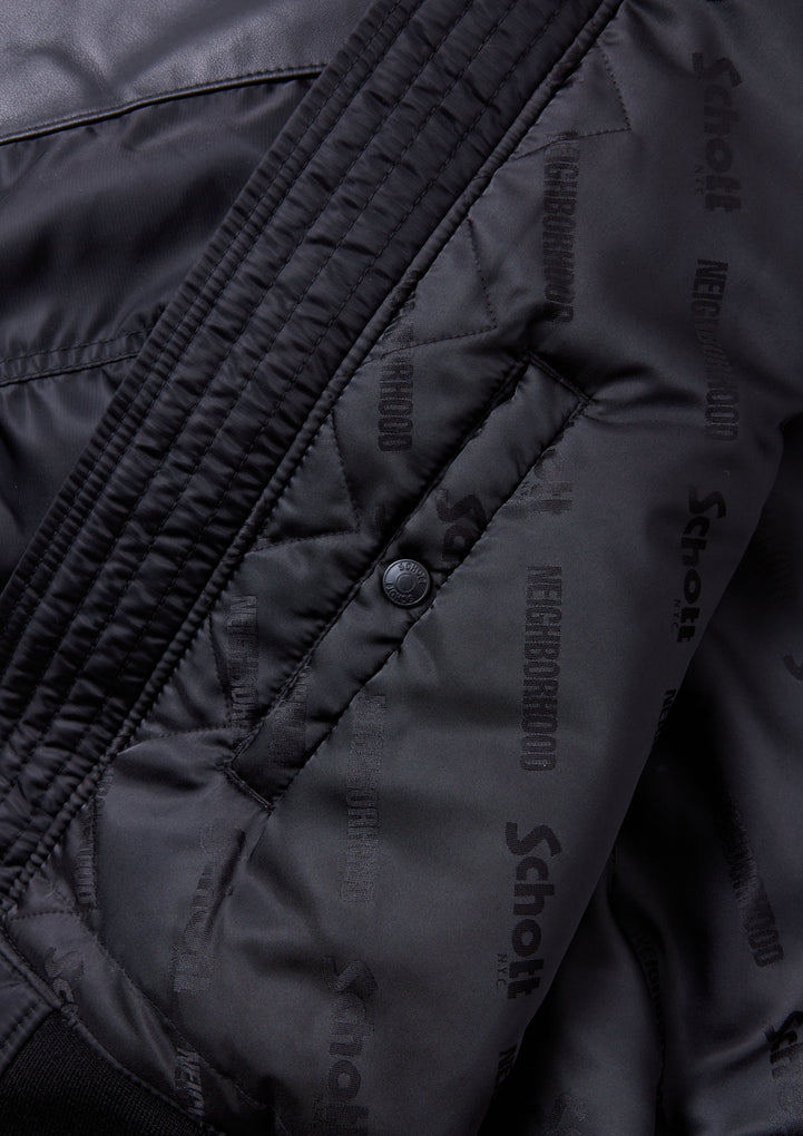 NH X Schott . LEATHER COMBI MA-1 JACKET