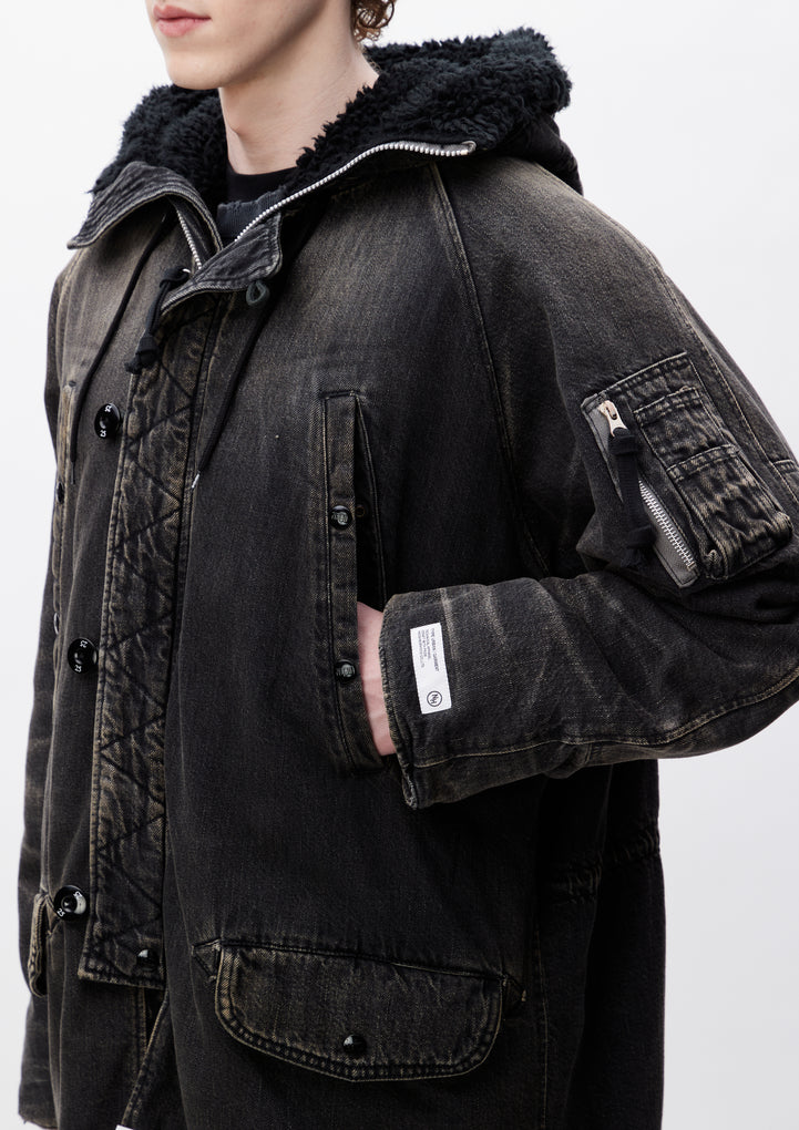 WASHED DENIM N-3B COAT