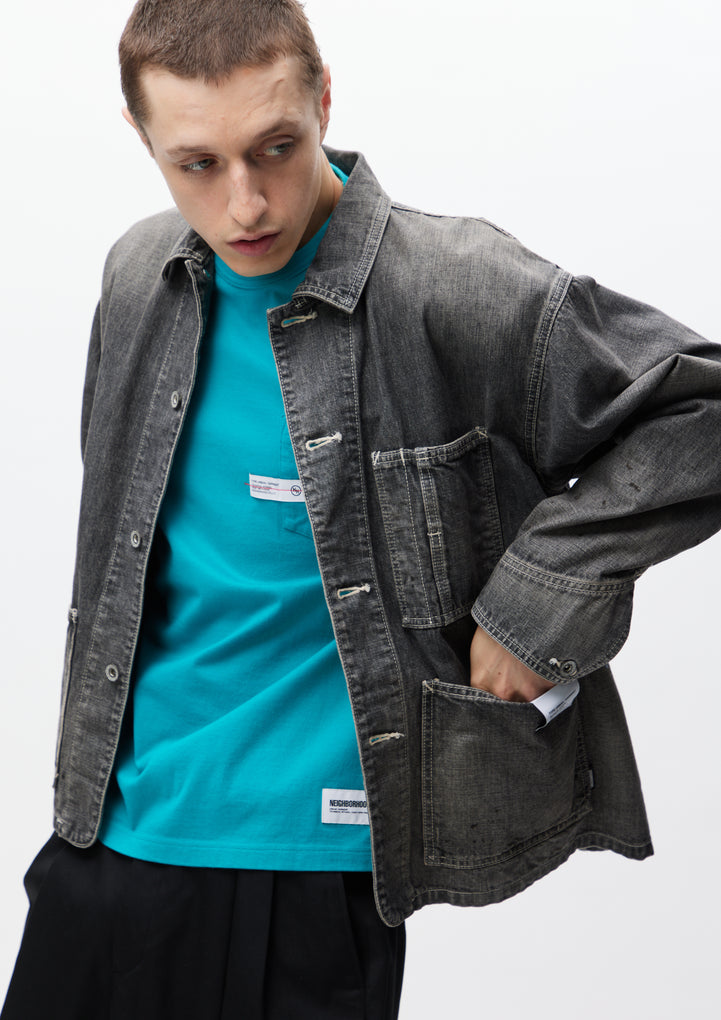 WASHED SHORT COVERALL JACKET