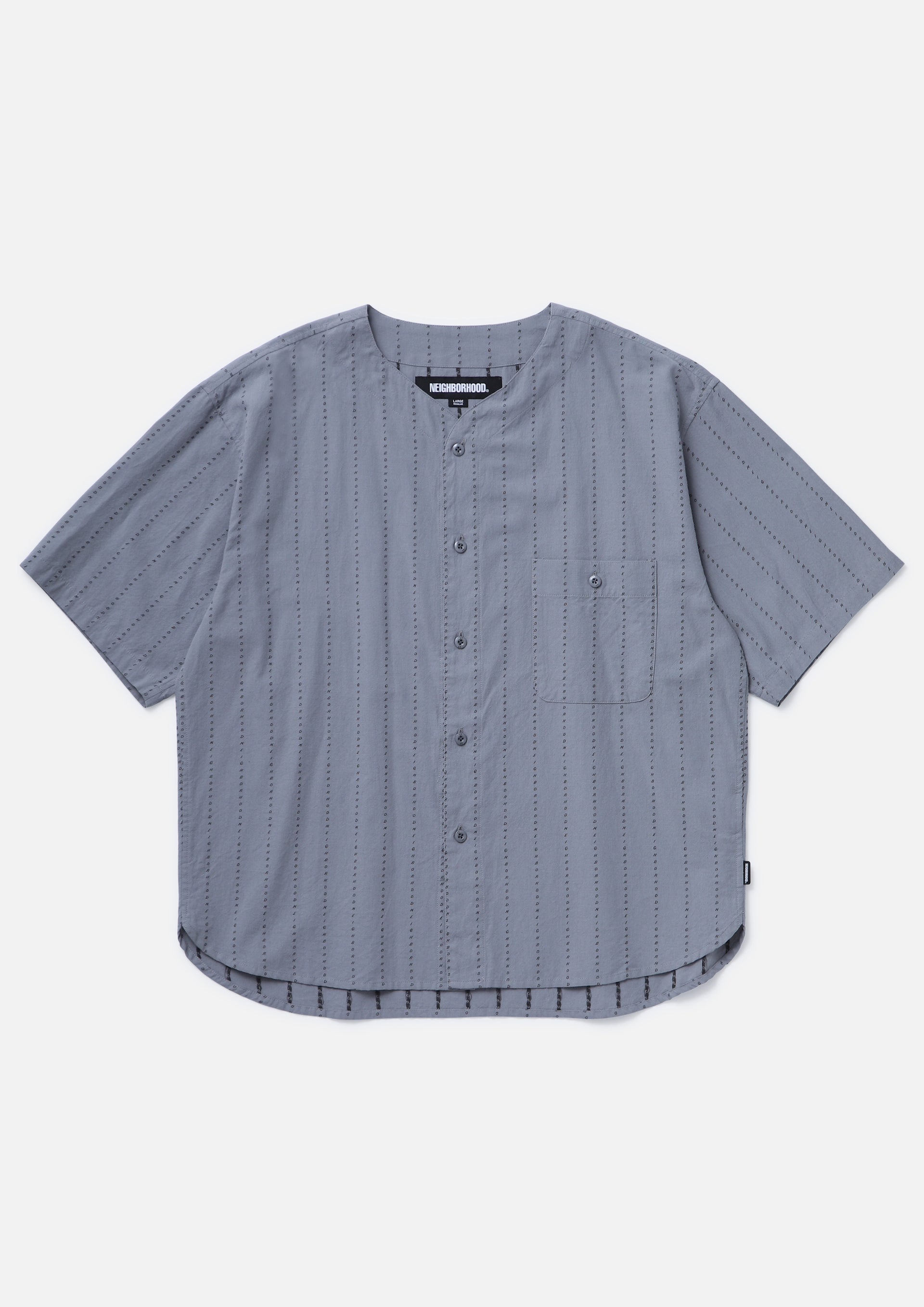 DOBBY NO COLLAR SHIRT SS