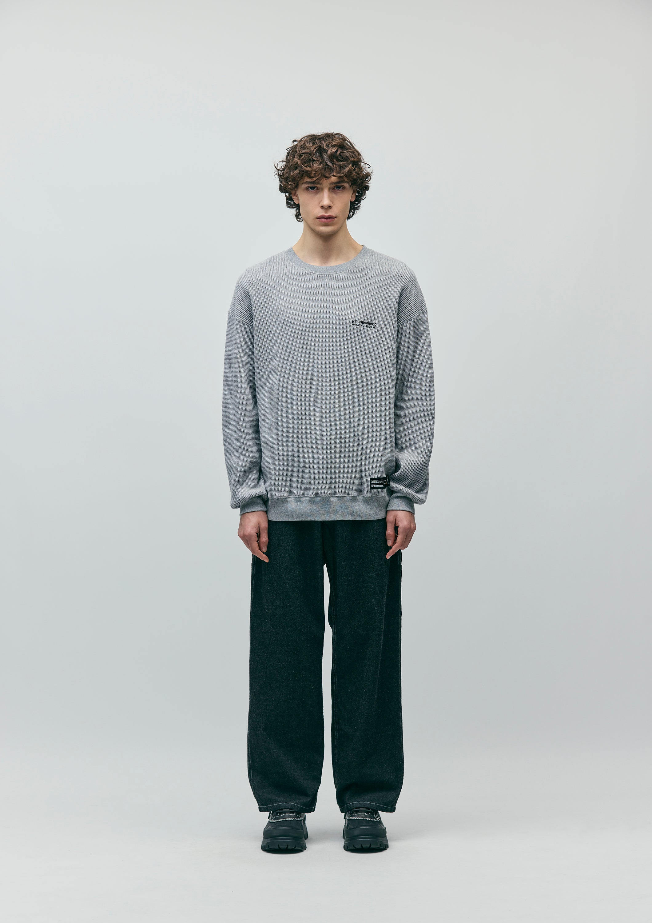 WAFFLE FABRIC CREWNECK LS-1