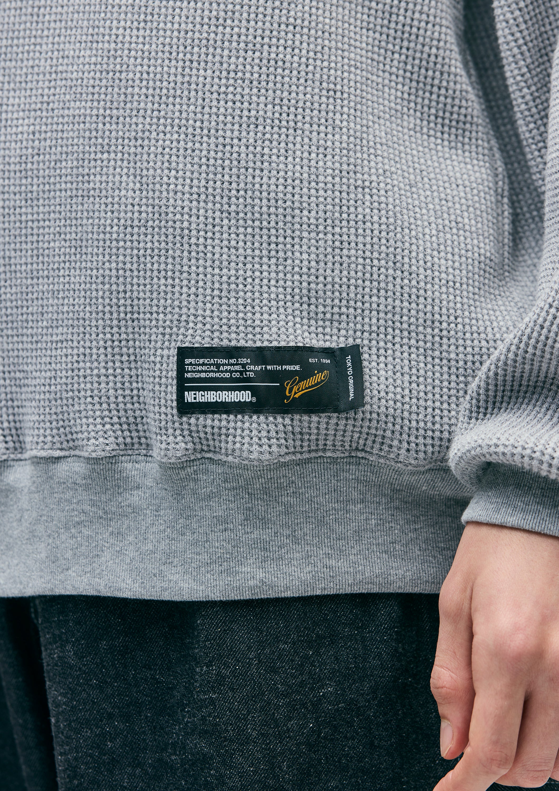 WAFFLE FABRIC CREWNECK LS-1