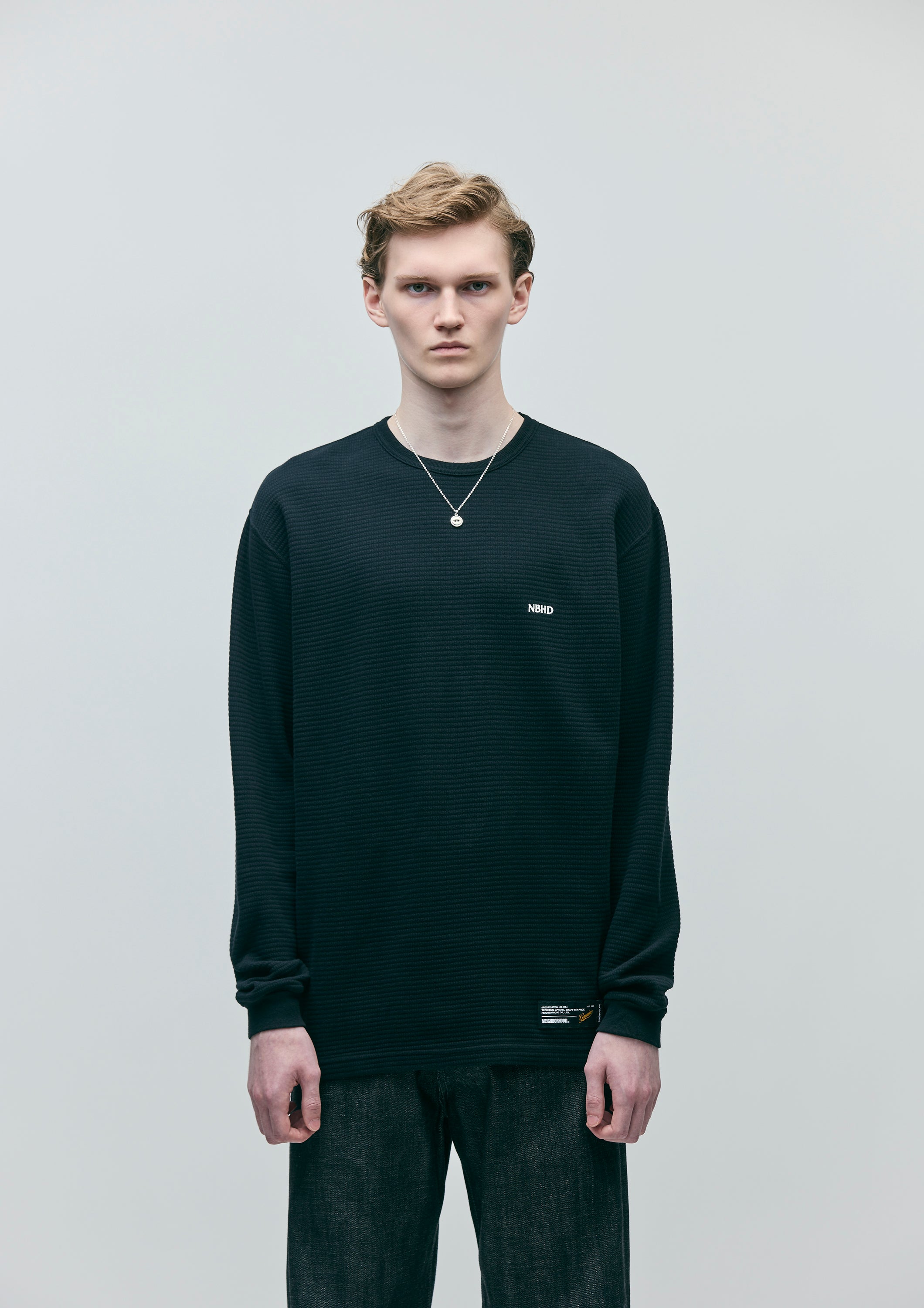 WAFFLE FABRIC CREWNECK LS-2