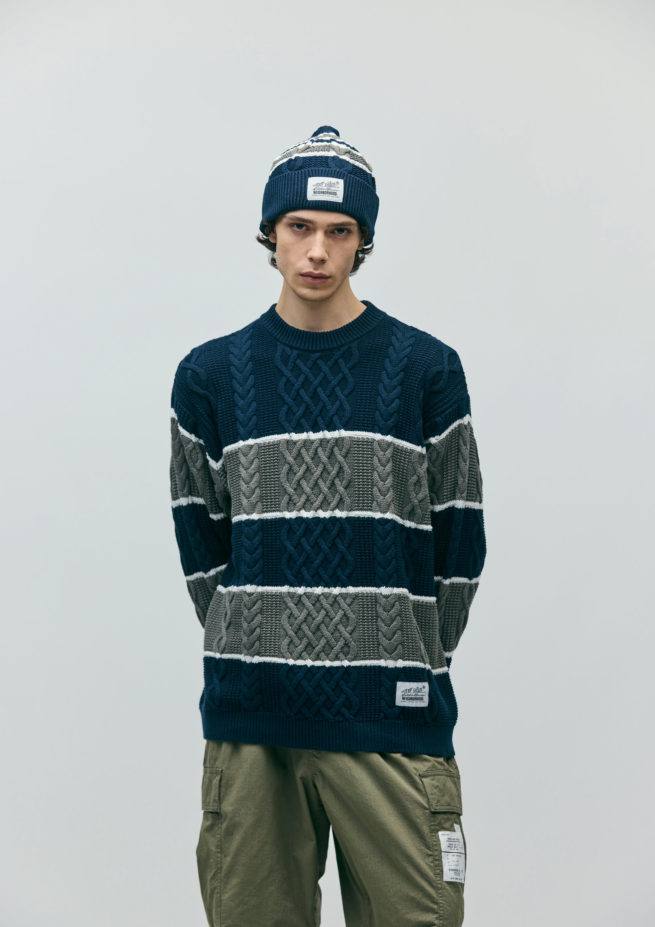 NH X EDDIE BAUER . BORDER CABLE KNIT