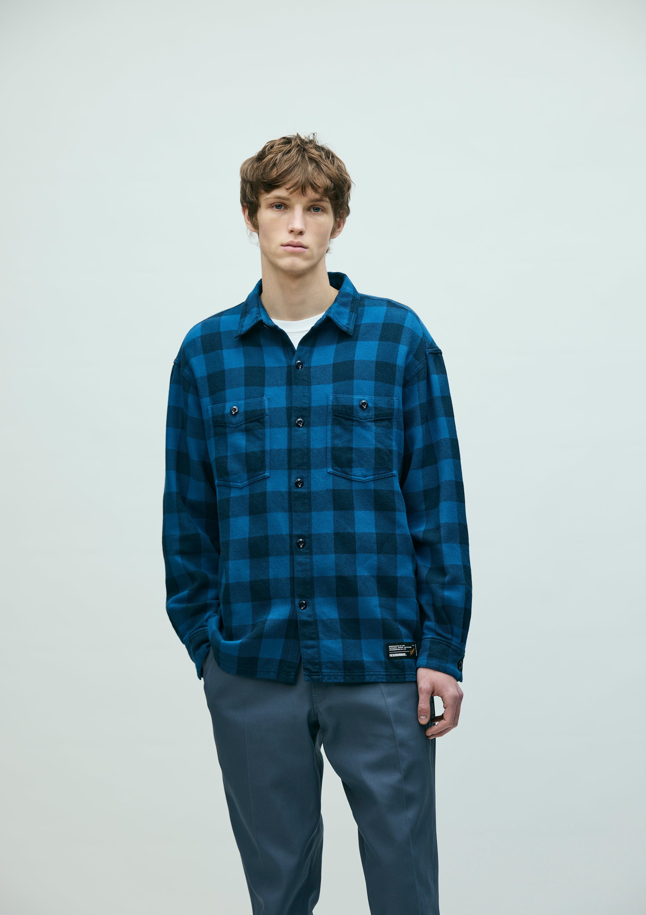 GARMENT DYED BLOCK CHECK SHIRT LS