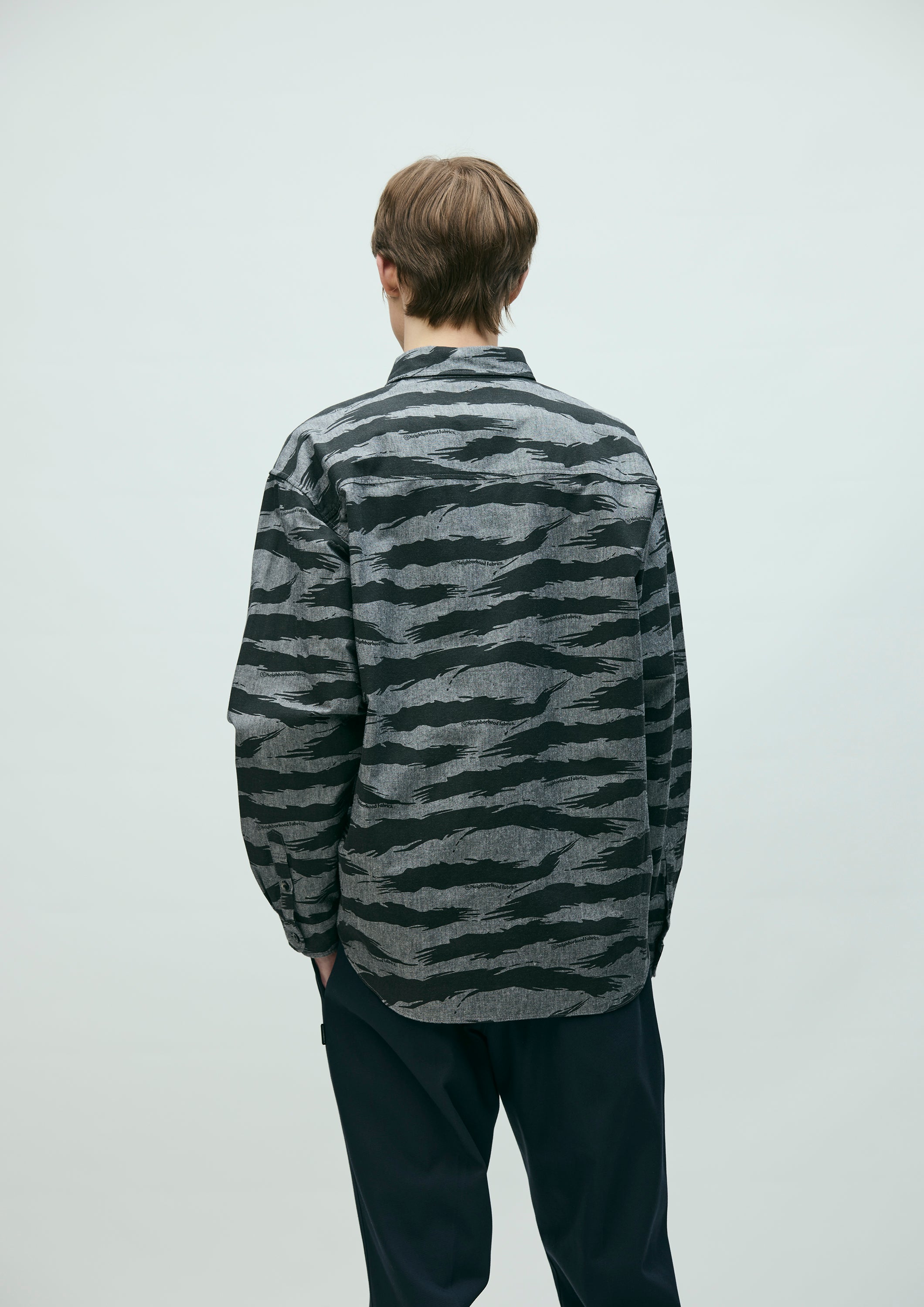 CAMO PATTERN CHAMBRAY SHIRT LS