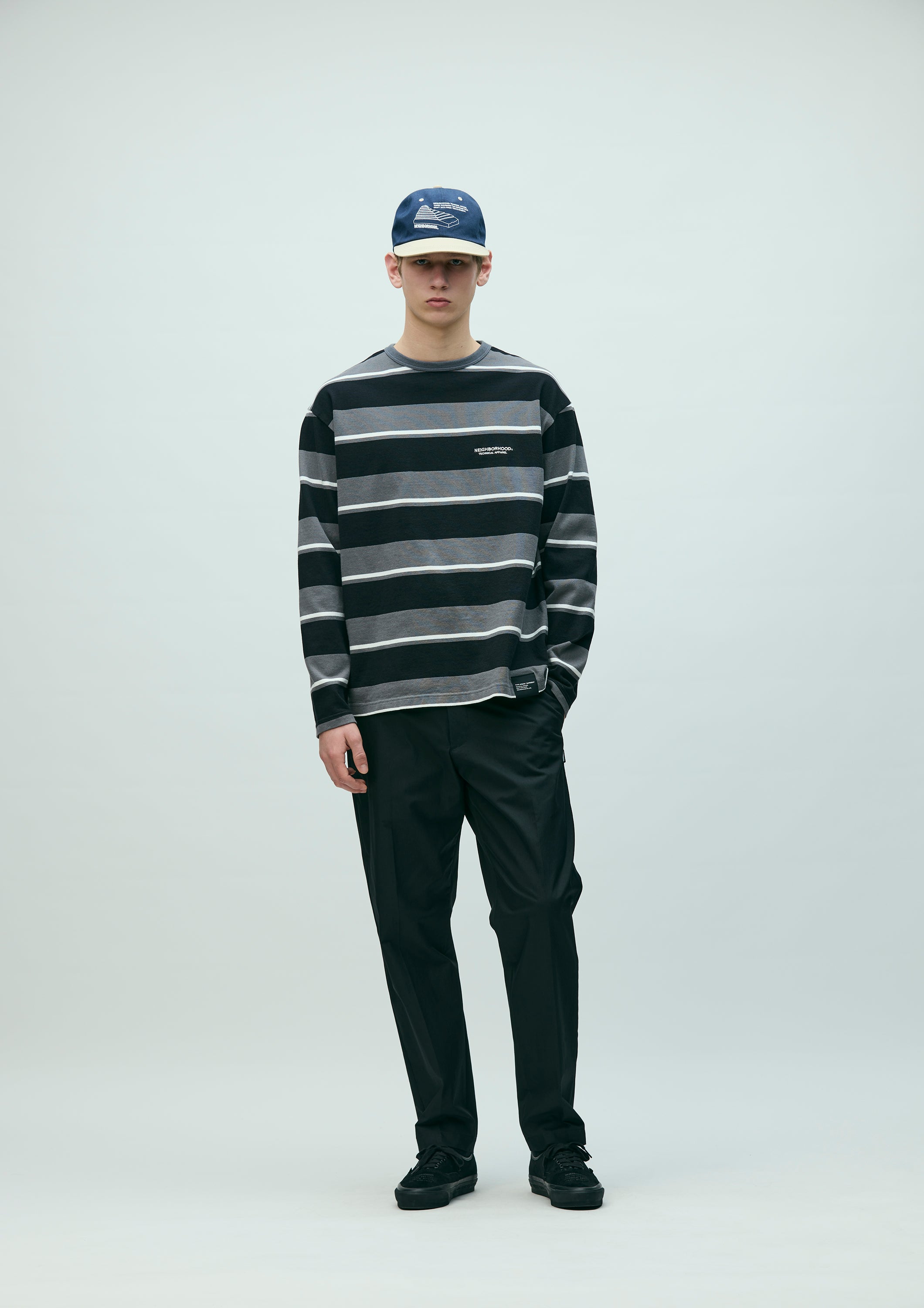 BORDER CREW NECK LS