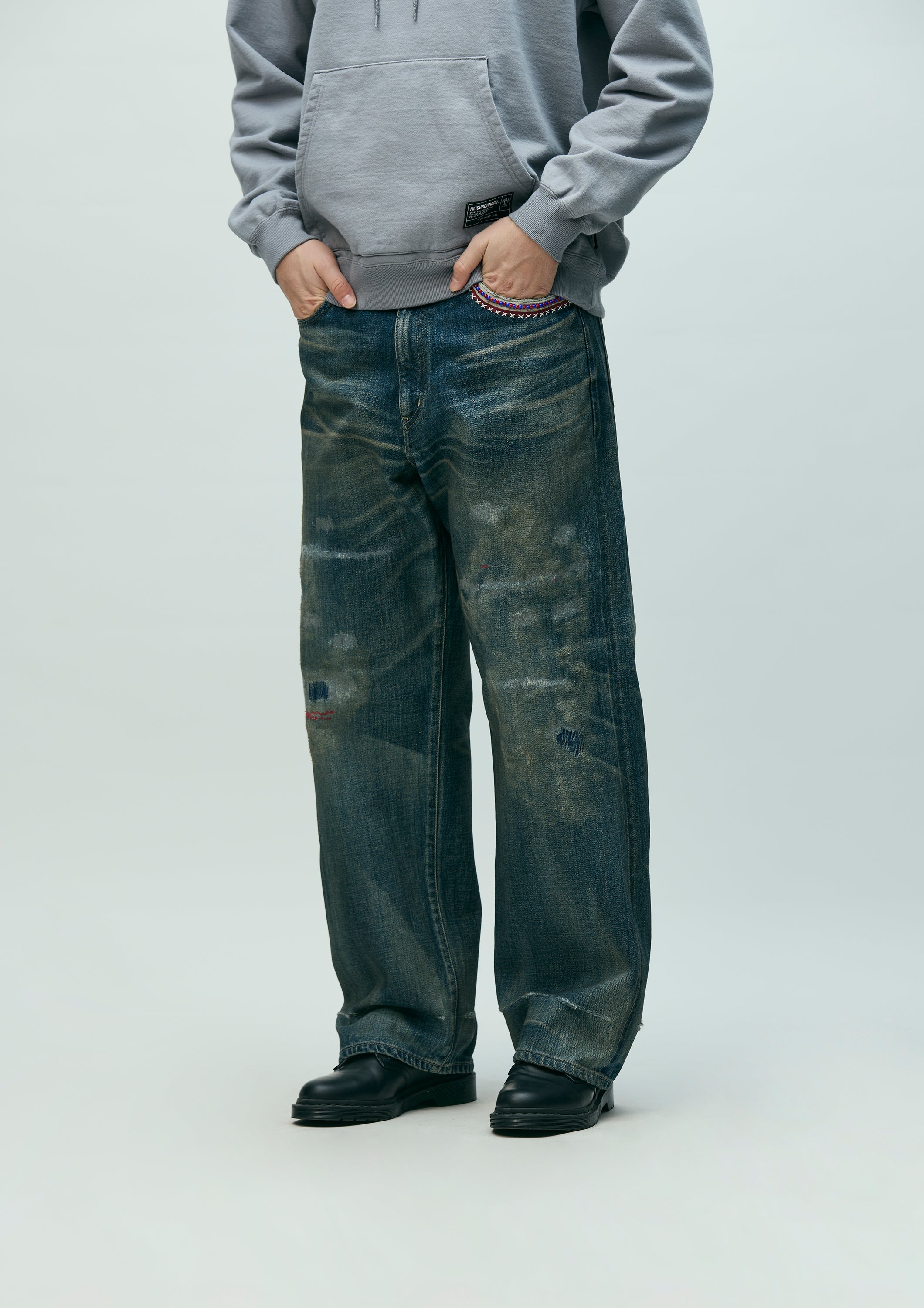 SAVAGE DENIM DP WIDE PANTS