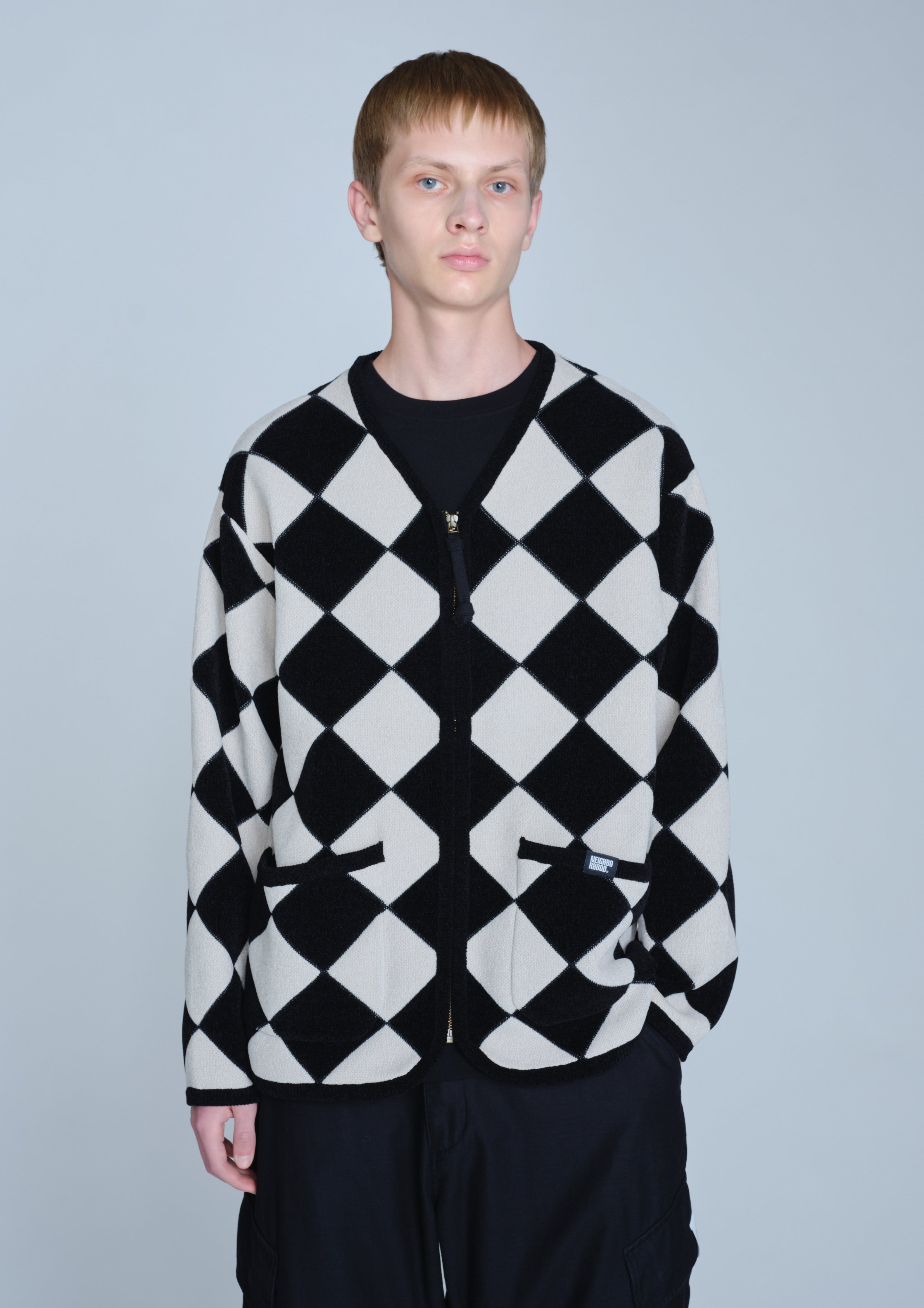 CHECKER ZIP CARDIGAN