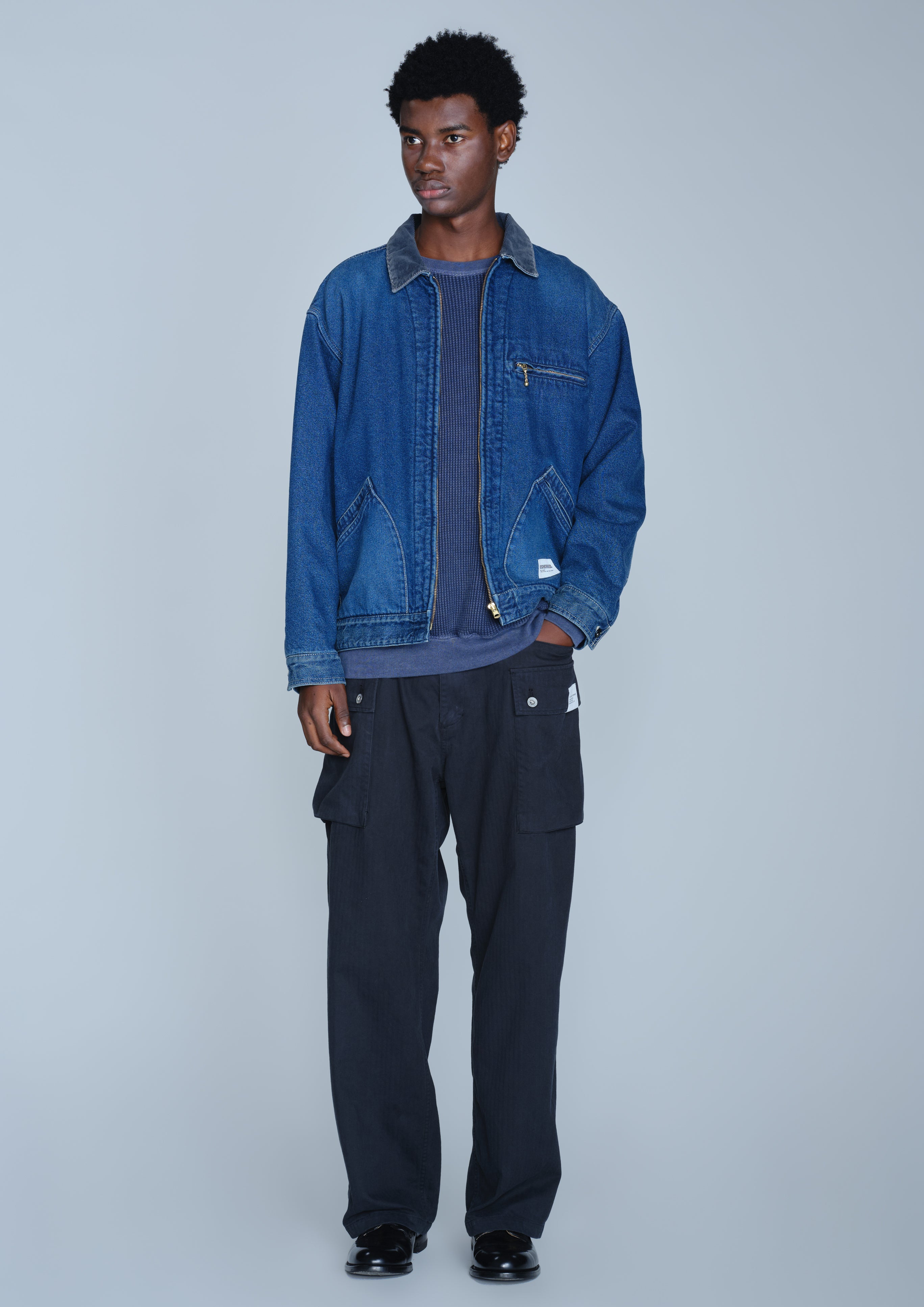 WASHED DENIM ZIP WORK JACKET