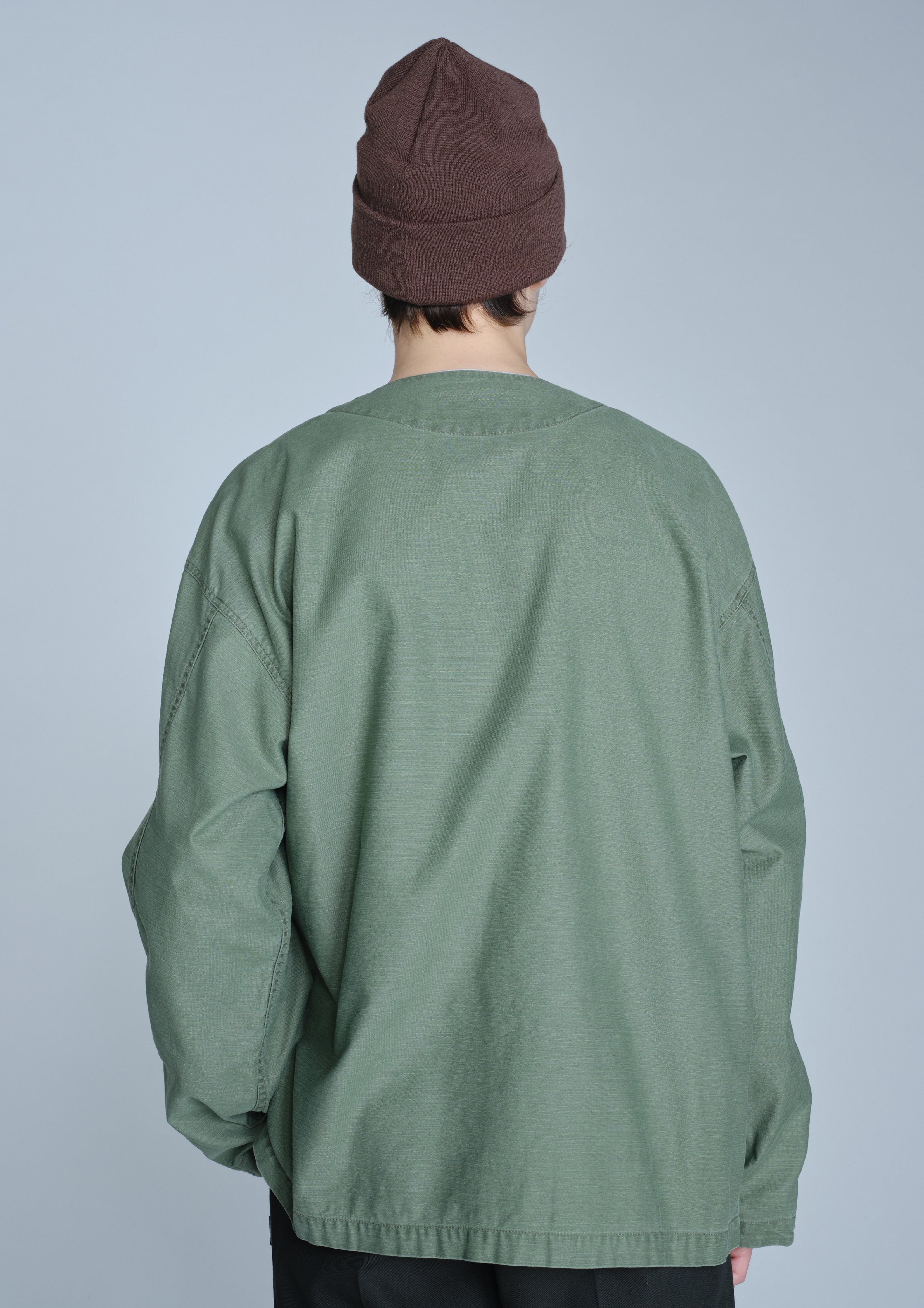 NO COLLAR UTILITY SHIRT LS