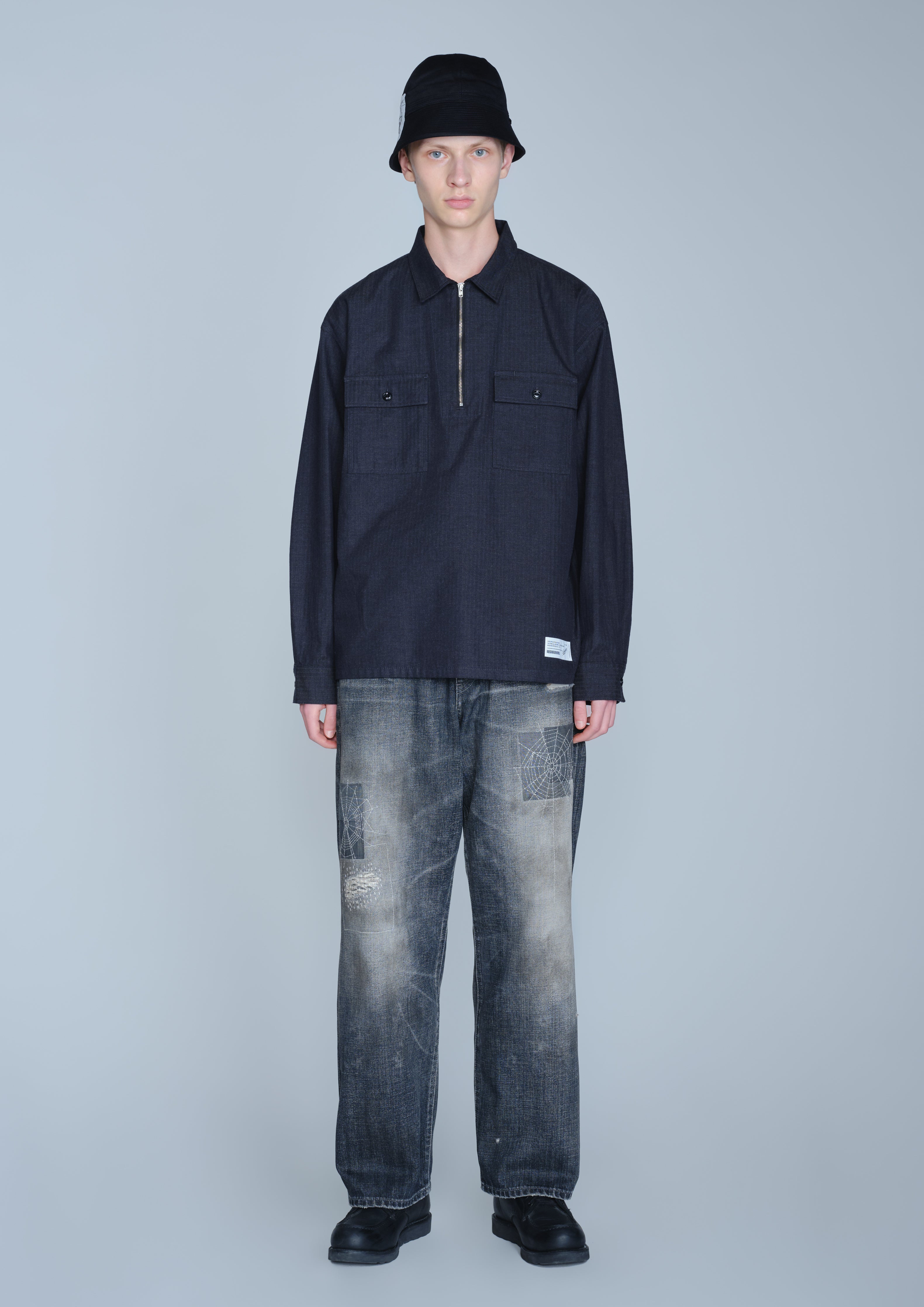 HALF ZIP WORK SHIRT LS