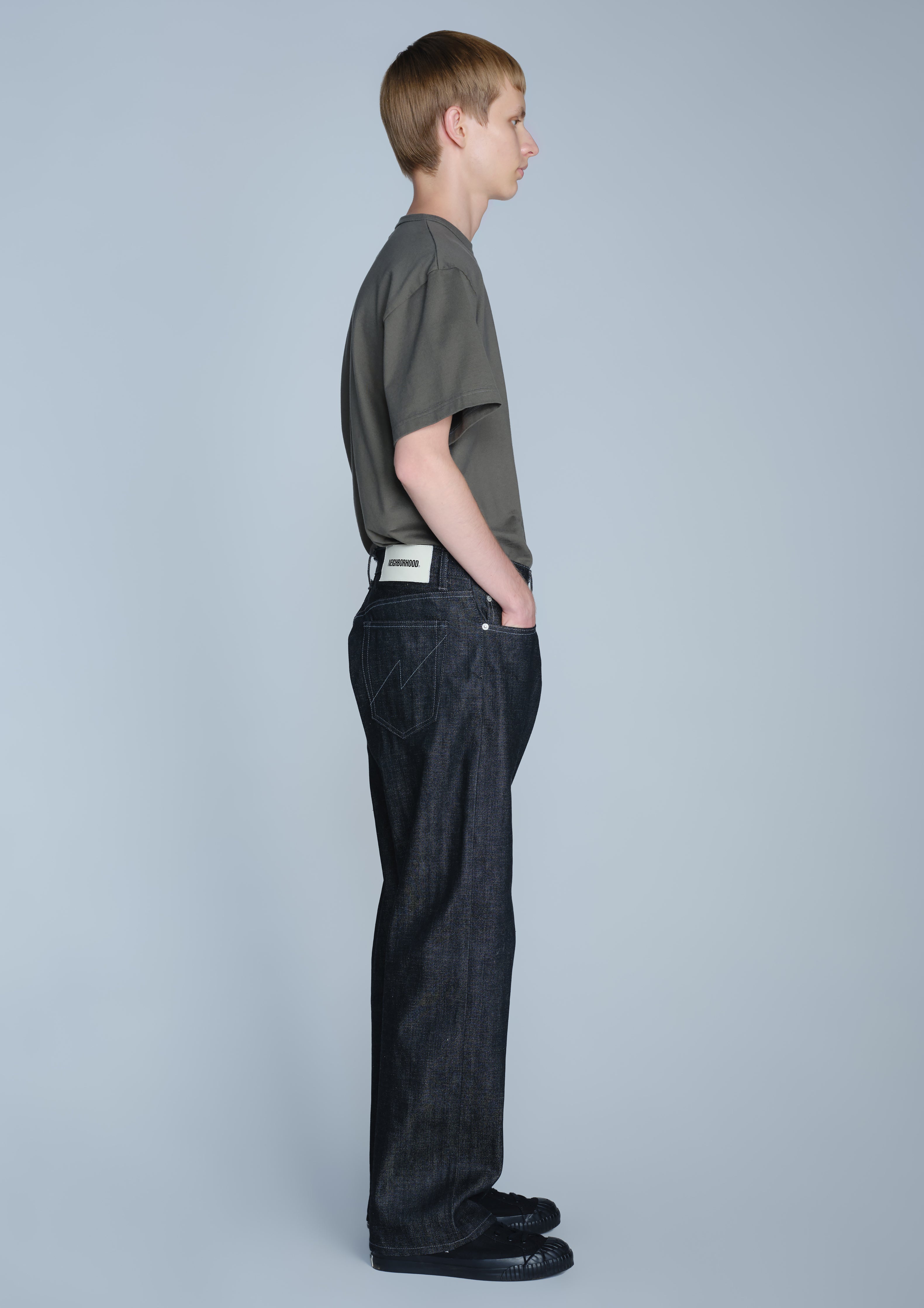 RIGID DENIM FULL CUT PANTS