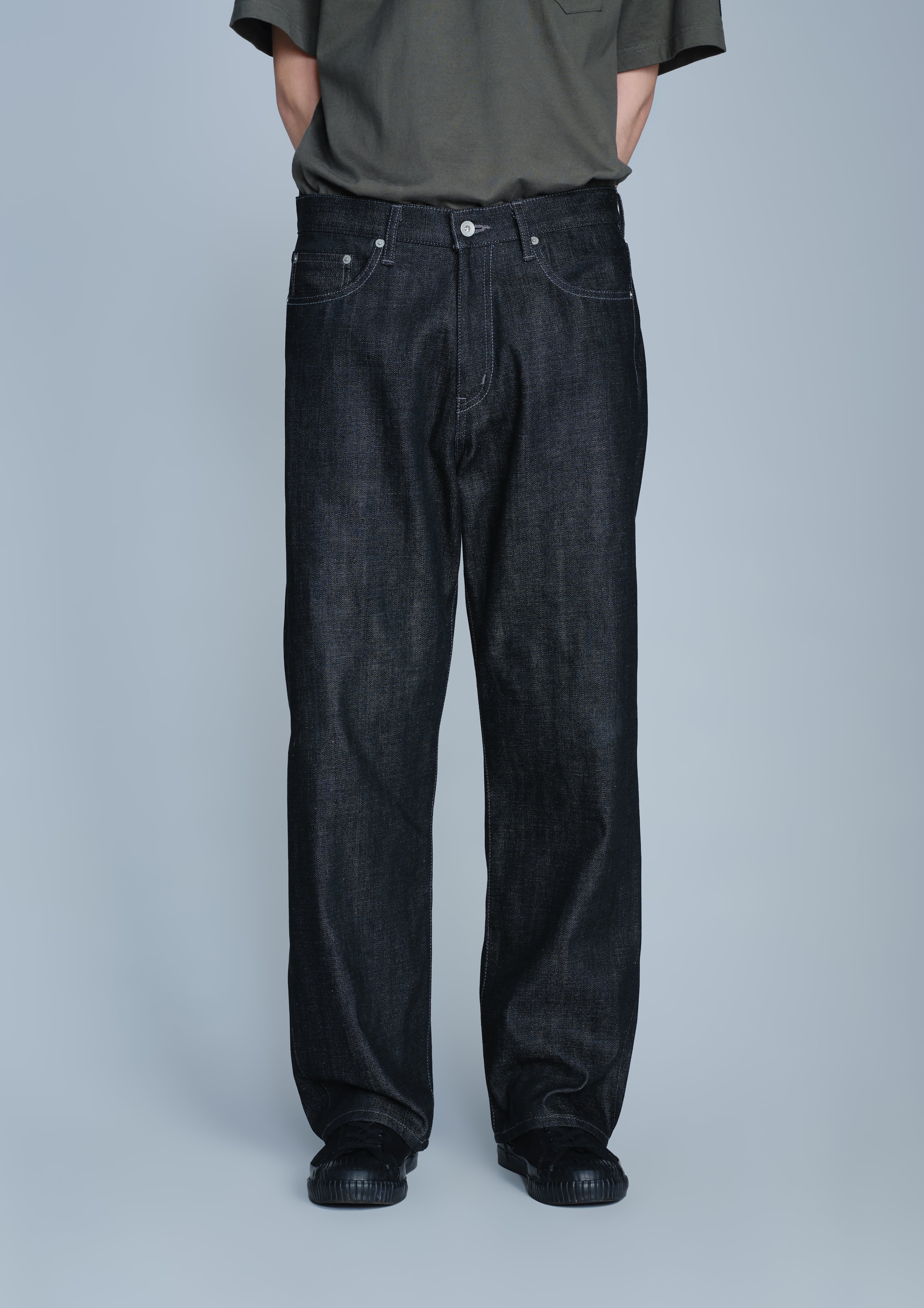 RIGID DENIM FULL CUT PANTS