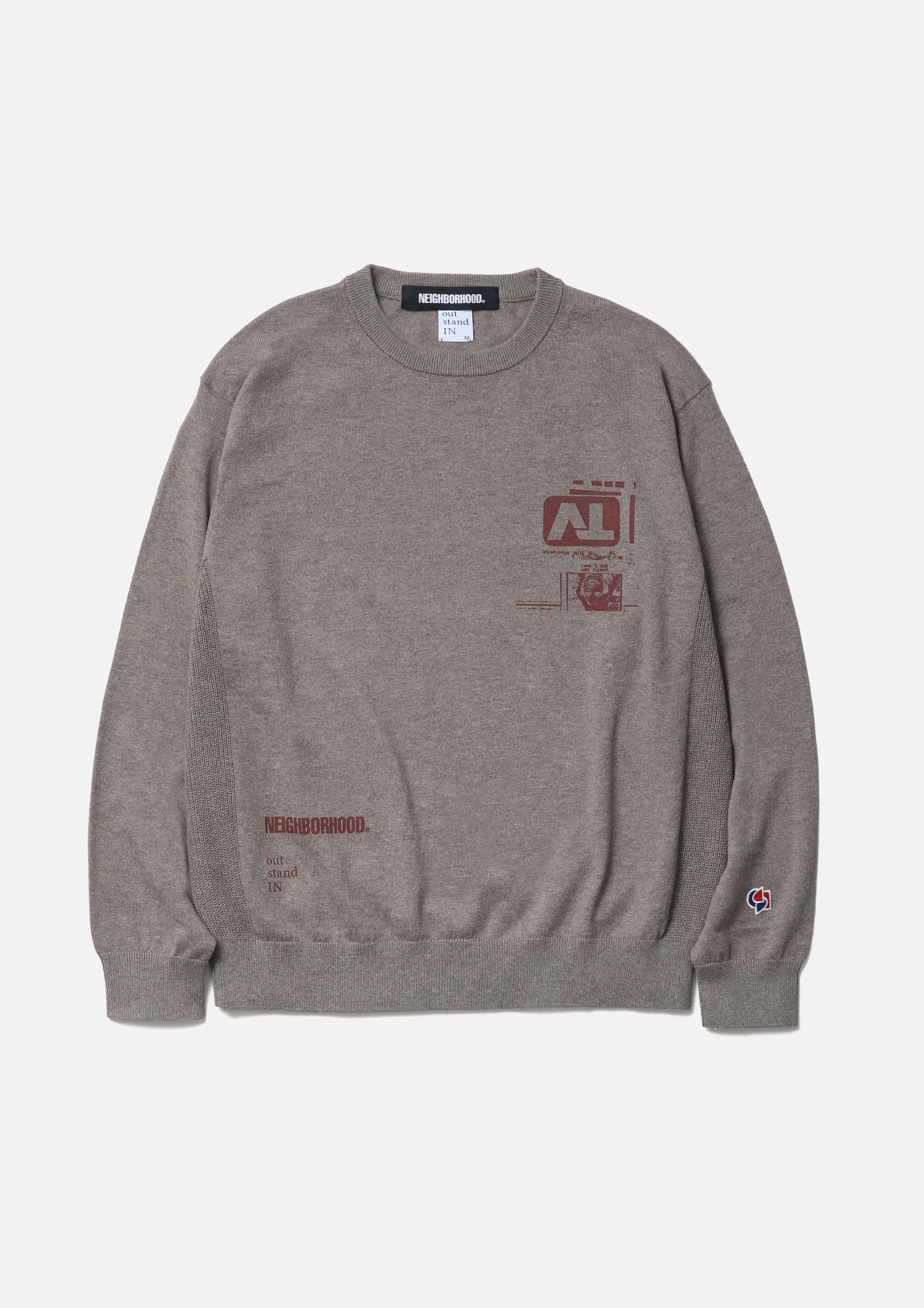 トップス 20AW NEIGHBORHOOD CREWNECK SWEATER Neighborhood Washed Crewneck Cable Sweater (Black) 24213NH-KNM01